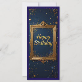 Design mit goldenem Rahmen auf marineblau