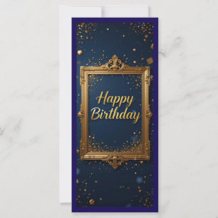 Design mit goldenem Rahmen auf marineblau