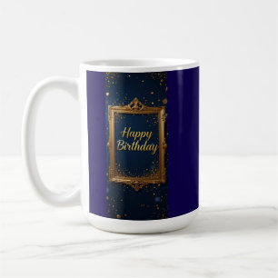 Design mit goldenem Rahmen auf marineblau Kaffeetasse