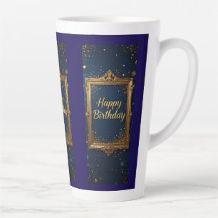 Design mit goldenem Rahmen auf marineblau Milchtasse