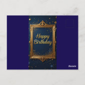 Design mit goldenem Rahmen auf marineblau Postkarte (Rückseite)