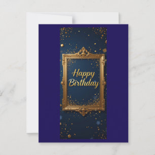 Design mit goldenem Rahmen auf navyblauem Hintergr Postkarte