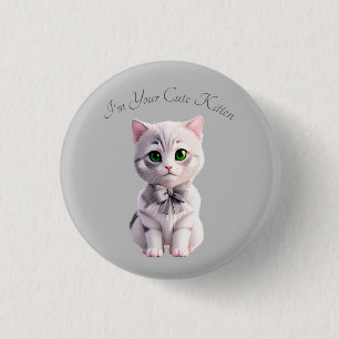 Design mit niedlichem grauem Kätzchen Button