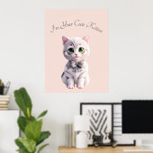 Design mit niedlichem grauem Kätzchen Poster (Heimbüro)