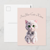 Design mit niedlichem grauem Kätzchen Postkarte (Vorne/Hinten)