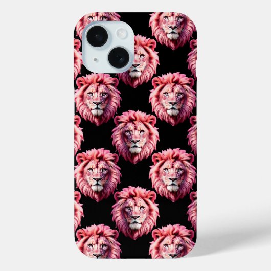 Design mit rosa Löwenkopf-Tiermuster - Schwarz Case-Mate iPhone Hülle (Rückseite)