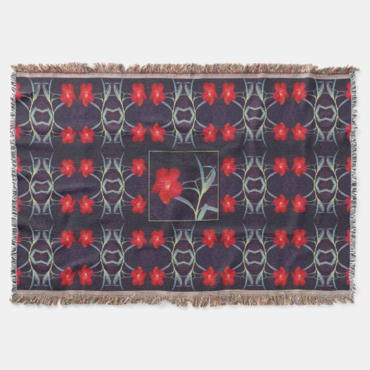 Design mit roten Blume und Blätter Decke (Vorderseite)