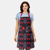 Design mit roten Blume und Blätter Schürze (Getragen)