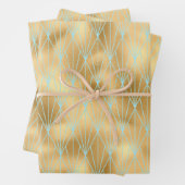 Design-Muster für Aquamarine und goldene Art Deco Geschenkpapier Set (Beispiel)