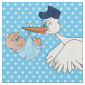 Design-Muster für Baby Boy Stork Stoff (Nahaufnahme)