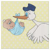 Design-Muster für Baby Girl and Boy Stork Stoff (Nahaufnahme)