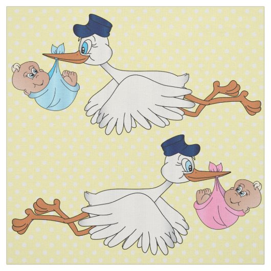 Design-Muster für Baby Girl and Boy Stork Stoff (Muster)