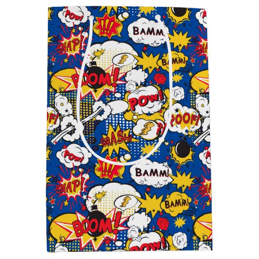 Design-Muster für blaues Comic Mittlere Geschenktüte (Vorderseite)