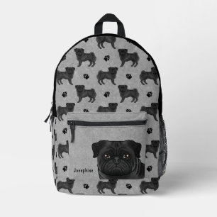 Design-Muster für Hunde mit schwarzem Mops mit gra Bedruckter Rucksack