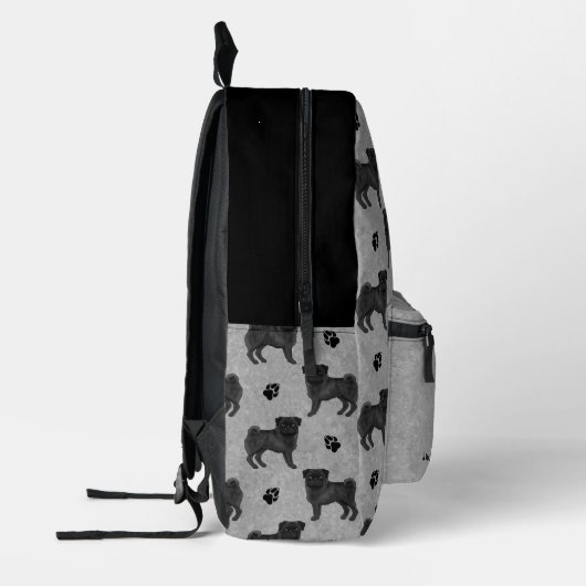 Design-Muster für Hunde mit schwarzem Mops mit gra Bedruckter Rucksack (Links)