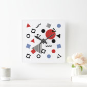 Design-Muster für Retro-Memphis Quadratische Wanduhr (Zuhause)