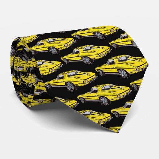 Design Necktie, klassische gelbe Corvette Krawatte (Gerollt)