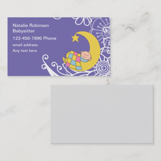 Design niedlicher Babysitter-Theme-Visitenkarten Visitenkarte (Vorne/Hinten)