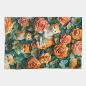 Design niedlicher Katzen und Blume Geschirrtuch (Horizontal)