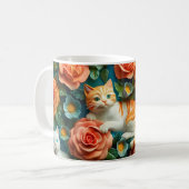 Design niedlicher Katzen und Blume Kaffeetasse (Vorderseite Links)