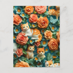 Design niedlicher Katzen und Blume Postkarte