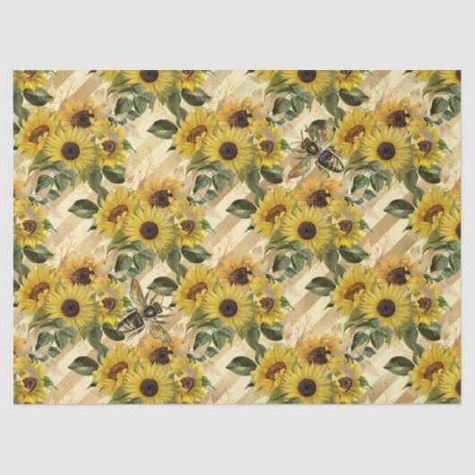Design Nine für Sonnenblumen und Bienen Seidenpapier (Vorderseite)