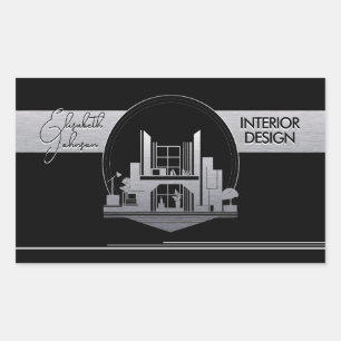 Design oder Architektur Logo Schwarz und Stahl Rechteckiger Aufkleber