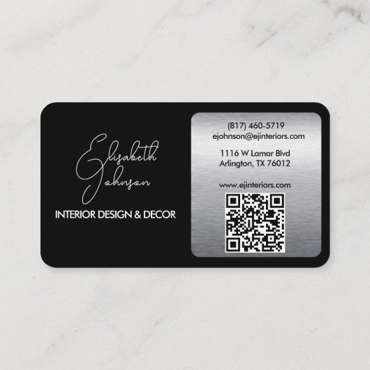 Design oder Architektur Logo Schwarz und Stahl Visitenkarte (Rückseite)