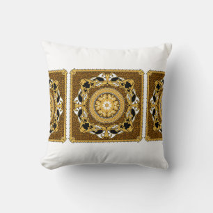 Design of silk scarf with animal print and golden kissen
