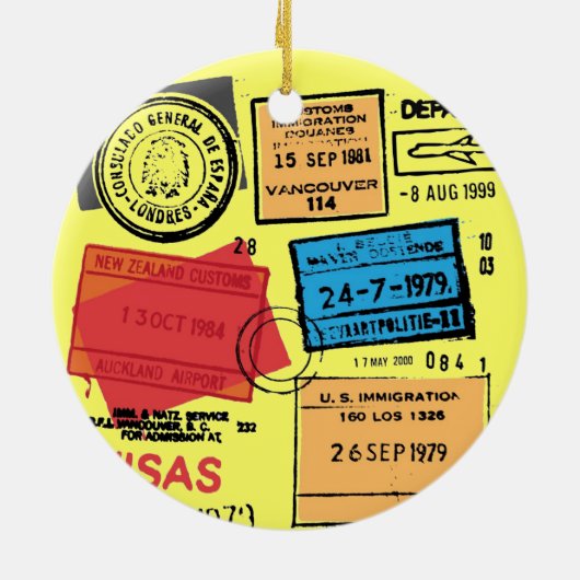 Design-Ornament für Passport-Briefmarke Keramikornament (Hinten)