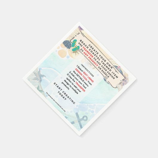 Design Own Beach Coastal Nautical Partyware Serviette (Ecke)