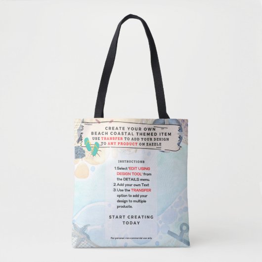 Design Own Beach Coastal nautical Tasche (Vorderseite)