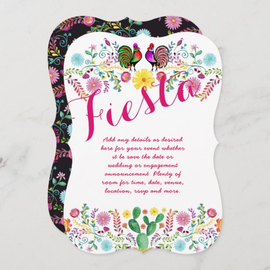 Design Own FIESTA Folk Art Wedding Brautparty Einladung (Vorne/Hinten)
