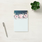 Design Own Stationery Girly Blume Blue Glitzer Post-it Klebezettel (Büro)