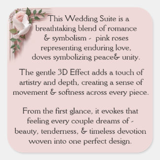 Design Pink Roses & Doves Quadratischer Aufkleber