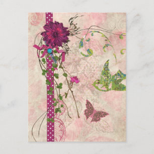 Design Rosa und grüne Blumenbella Postkarte