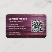 Design Rustikaler Carpenter QR Code Holzbearbeitun Visitenkarte (Vorderseite)