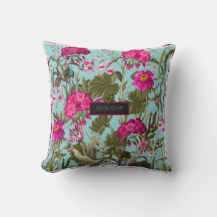 Design Schal mit Geranien und Wildblumen. Trend Kissen