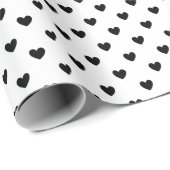 Design Schwarz-Weiß-Herz-Muster-Papier Geschenkpapier (Rolleneckpunkt)