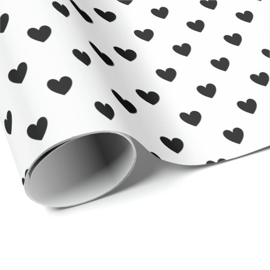 Design Schwarz-Weiß-Herz-Muster-Papier Geschenkpapier (Rolleneckpunkt)