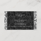 Design Schwarz/Weiß Retro Paisley 2 Visitenkarte (Rückseite)