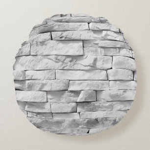 Design-Serie 3 für Texturen aus weißem Stein Rundes Kissen