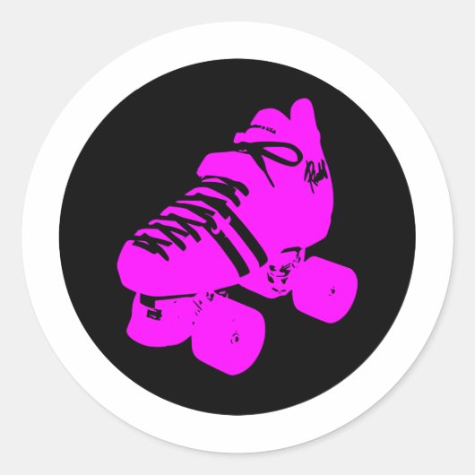 Design-Skate für Hot-Pink- und Black-Roller-Modell Runder Aufkleber (Vorderseite)