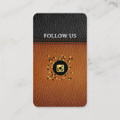Design-Social-Media-QR-Code für braunes Leder Visitenkarte (Rückseite)