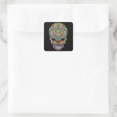 Design-Sticker für Psychedelic Skull Quadratischer Aufkleber (Tasche)