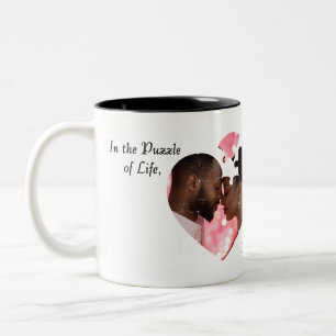 Design-Tasse für Puzzle-Heart Zweifarbige Tasse