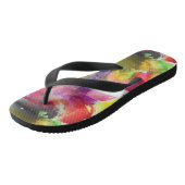 Design-Textur rot, gelbe Wasserfarbe Badesandalen (Schrägansicht)