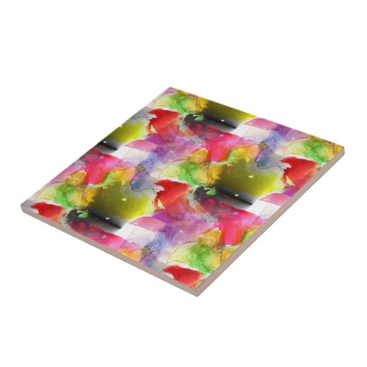 Design-Textur rot, gelbe Wasserfarbe Fliese (Seite)