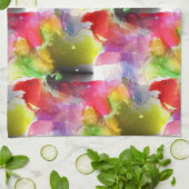 Design-Textur rot, gelbe Wasserfarbe Handtuch (Gefaltet)