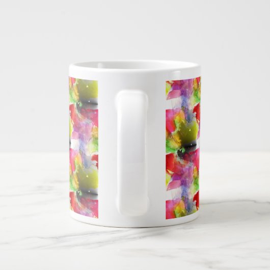Design-Textur rot, gelbe Wasserfarbe Jumbo-Tasse (Rückseite)